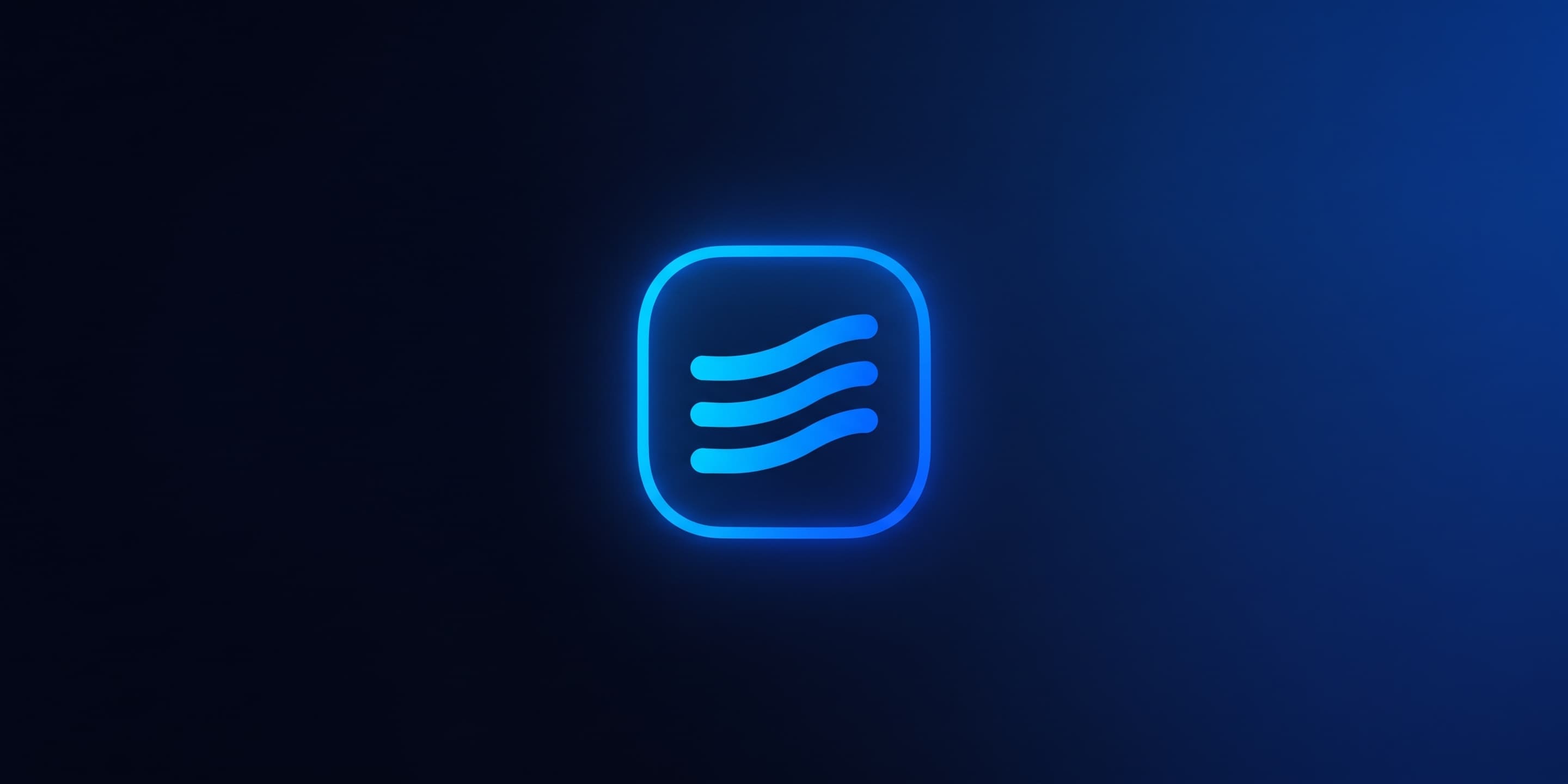 The AudioLens logo: three flowing lines inside a glowing rounded square, on a deep blue background.
